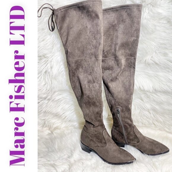 MARC FISHER LTD Yuna Gray Over-The-Knee Microsuede Boot, Size 6 - Picture 4 of 12